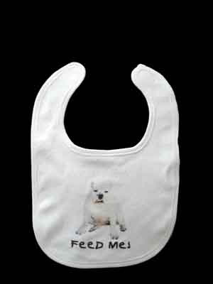 feed me sammy bib made with sublimation printing